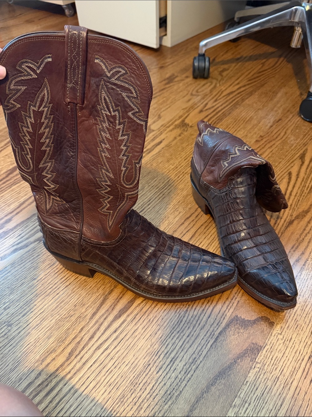 Lucchese Dark Brown Exotic-Texture Cowboy Boots